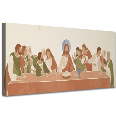 Jesus Canvas Wall Art The Last Supper Mountain Mist, Christian Biblical Wall Decor for Prayer Room, Living Room, Church Office, Religious Jesus Canvas Art for Faith Home Decor, 28x58 Inch