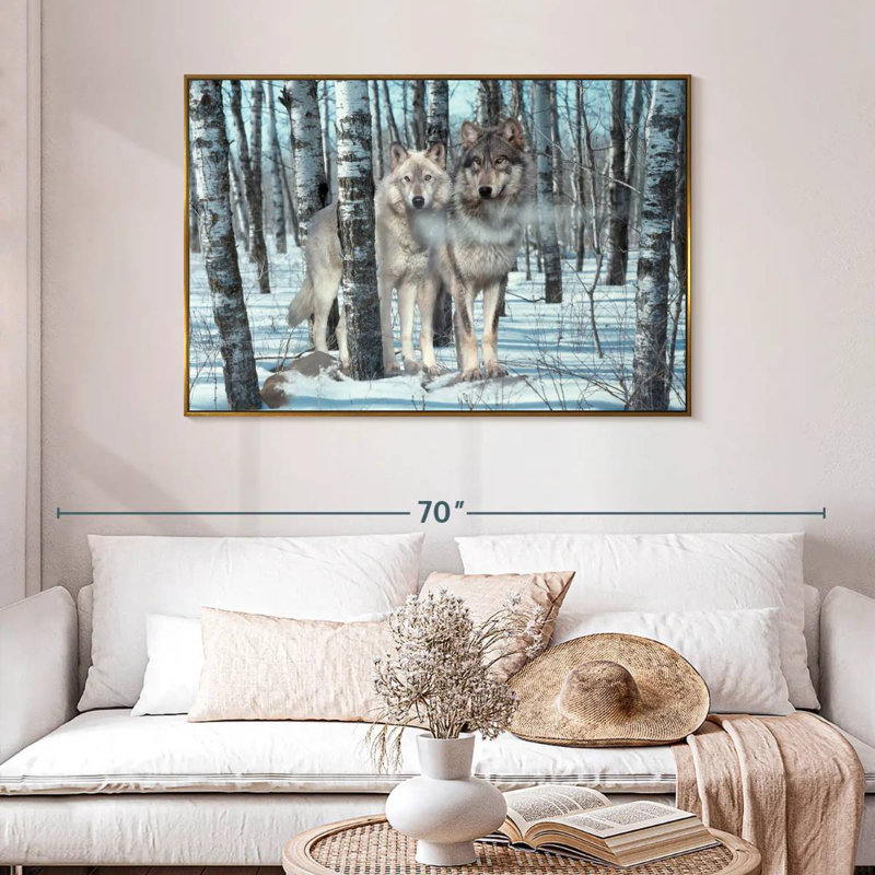 Ombres de neige, 46 po x 31 po, Cadre flottant doré