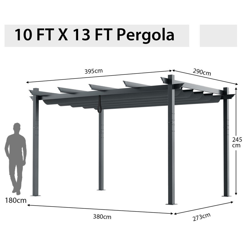 Outdoor Retractable Pergola Aluminum Grill Pavilion Canopy Shelter Grape Trellis