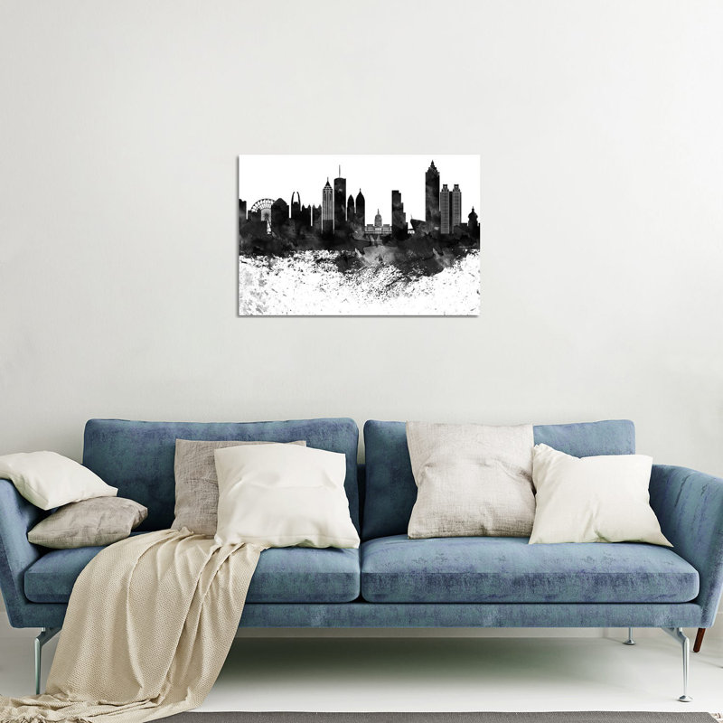 Impression de gouttes d'Atlanta noir et blanc sur verre acrylique, H 16 po x l 24 po x P 0,25 po