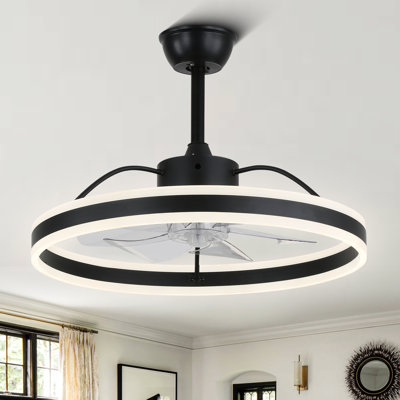 Ventilateurs de plafond intelligents de 24 pouces avec lumières et contrôle de l'application, ventilateur de plafond moderne à 6 vitesses à intensité variable pour chambre à coucher