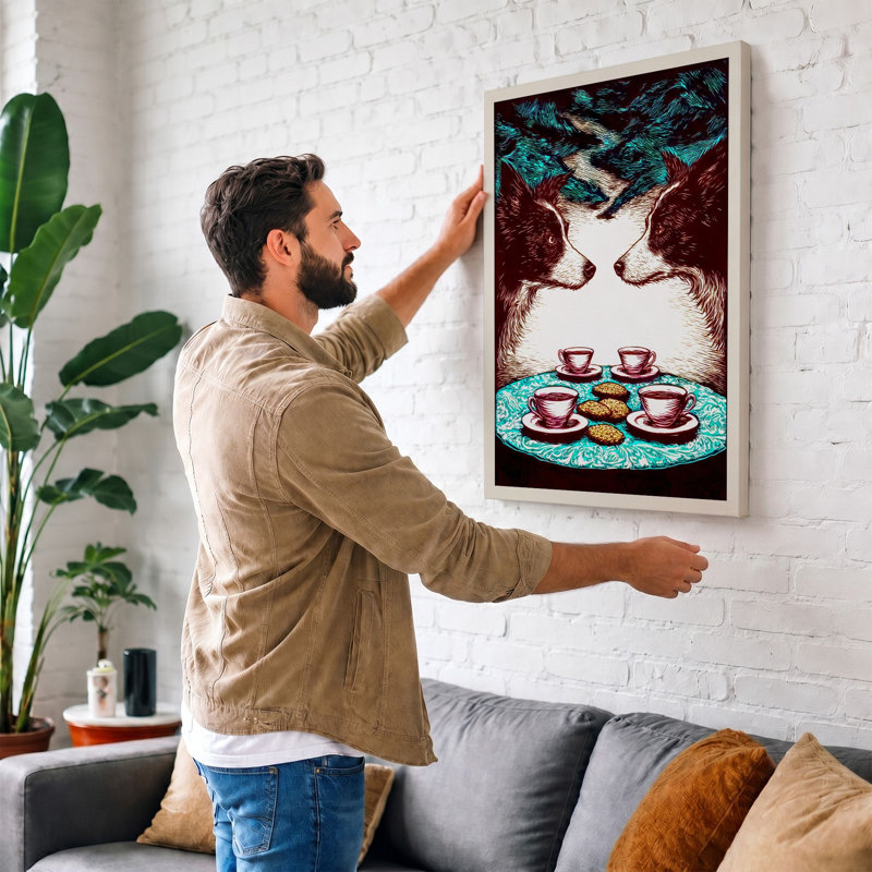 Bears At The Feast Boho - Print, 24x16 - 61.0 x 40.6 cm, Taupe Border