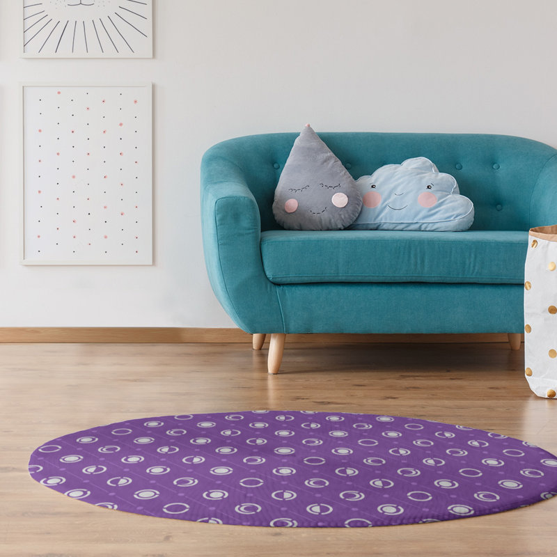 Tapis rose/gris à phases de lune monochrome, Rectangle 4 pi x 6 pi