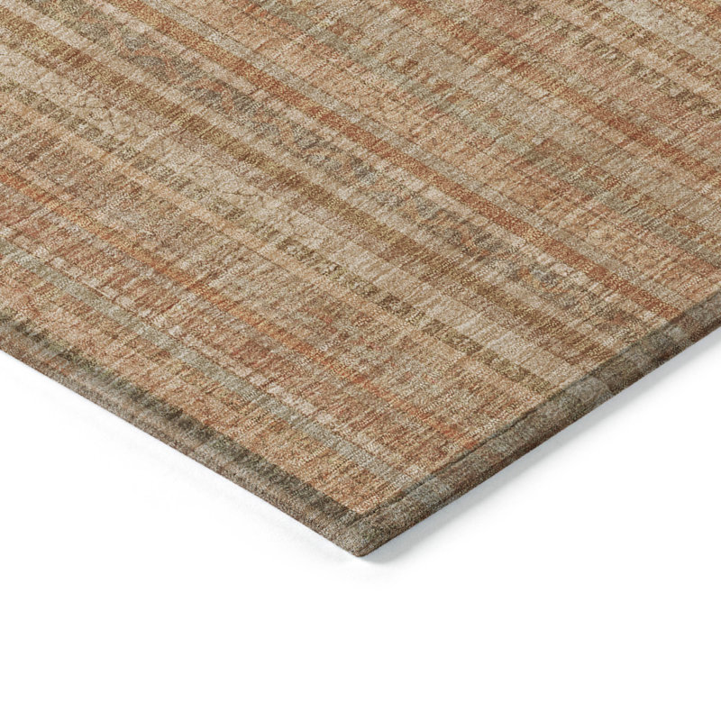 Tapis extérieur lavable rayé beige et lin 9 pi x 12 pi