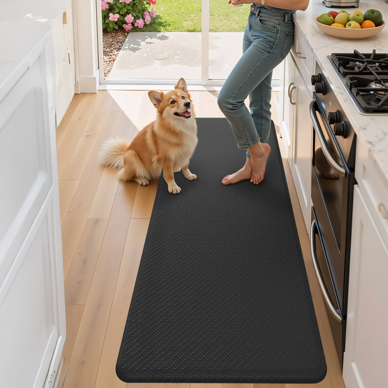 Anti-Fatigue Non-Skid Kitchen Mat, Runner 1'8" x 5'11", Black
