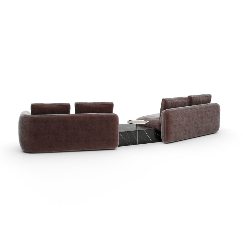 *Overlap Left Bumper Sectional Dk Taupe, Brown Polyester Blend