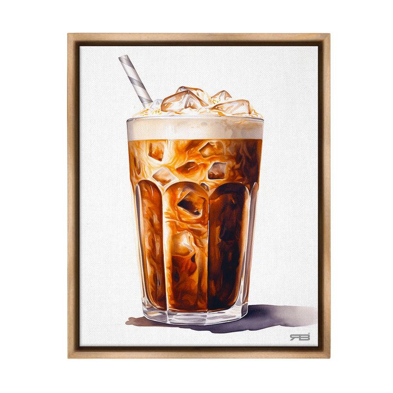 "Swirled Iced Coffee" par RB sur toile, Cadre flottant orme Montalcino, H 31 po x l 25 po