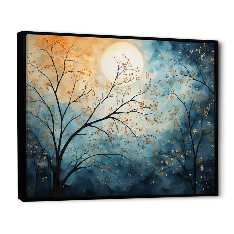 Ciel céleste mosaïque paysage V - impression, Cadre flottant noir, H 30 po x l 40 po x P 1,5 po
