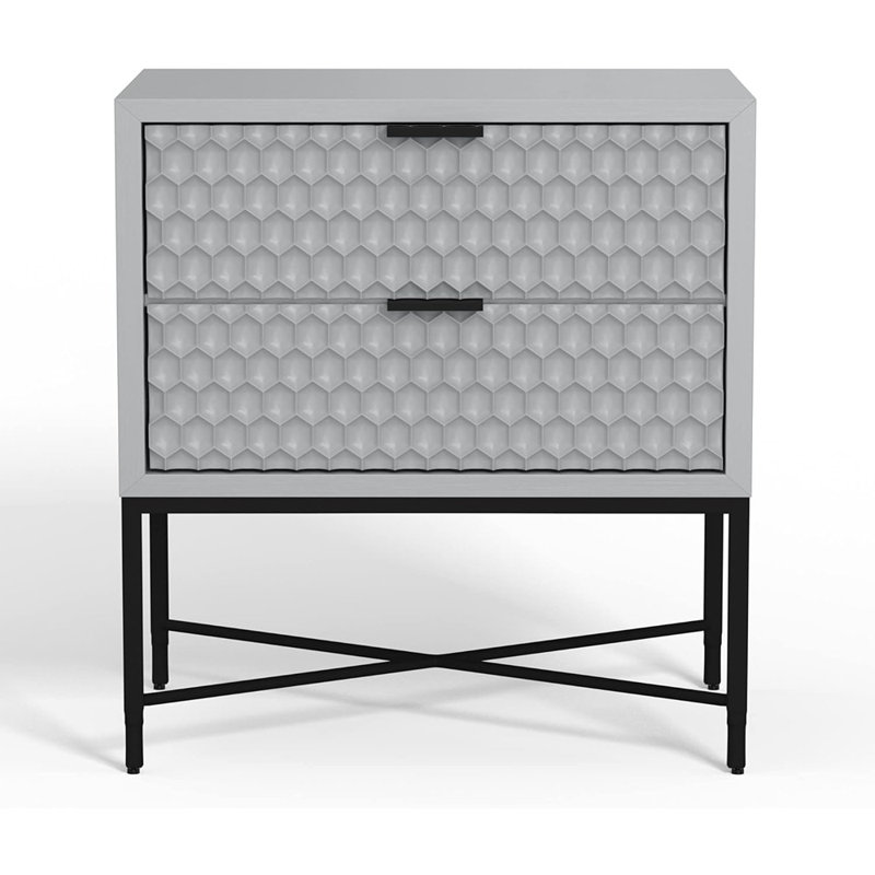 24'' W Nightstand, Light Gray/Black