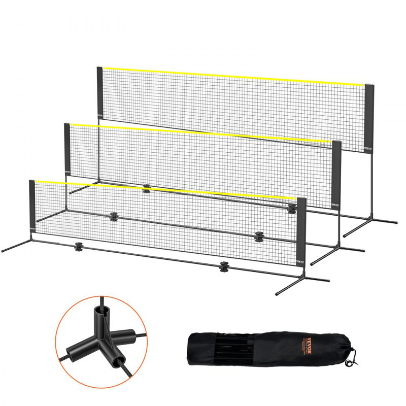 Filet de badminton, filet de volleyball réglable en hauteur, filet de pickleball pliable de 14 pieds de large