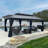 PURPLE LEAF 20' W x 12' D Hardtop Gazebo Outdoor Metal Roof Sun Shade Tent with Curtains and Netting Patio Canopy Permanent Pavilion