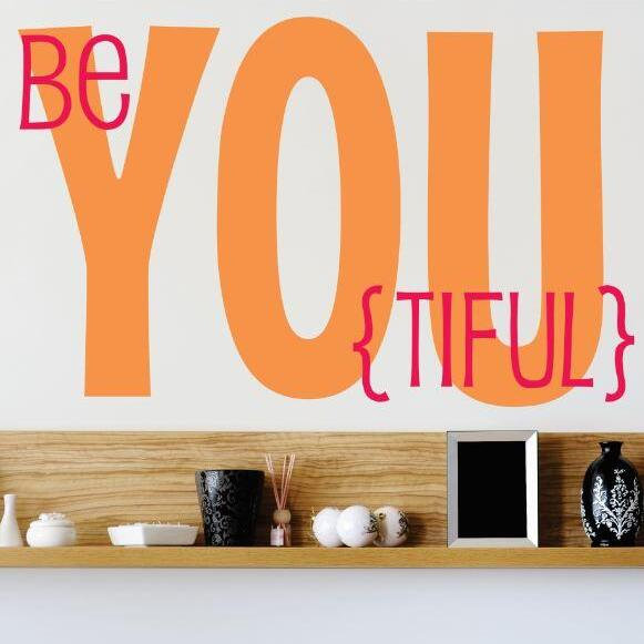 Décalcomanie murale {tiful} be you, Orange / rose, H 22 po x l 30 po x P 0,16 po
