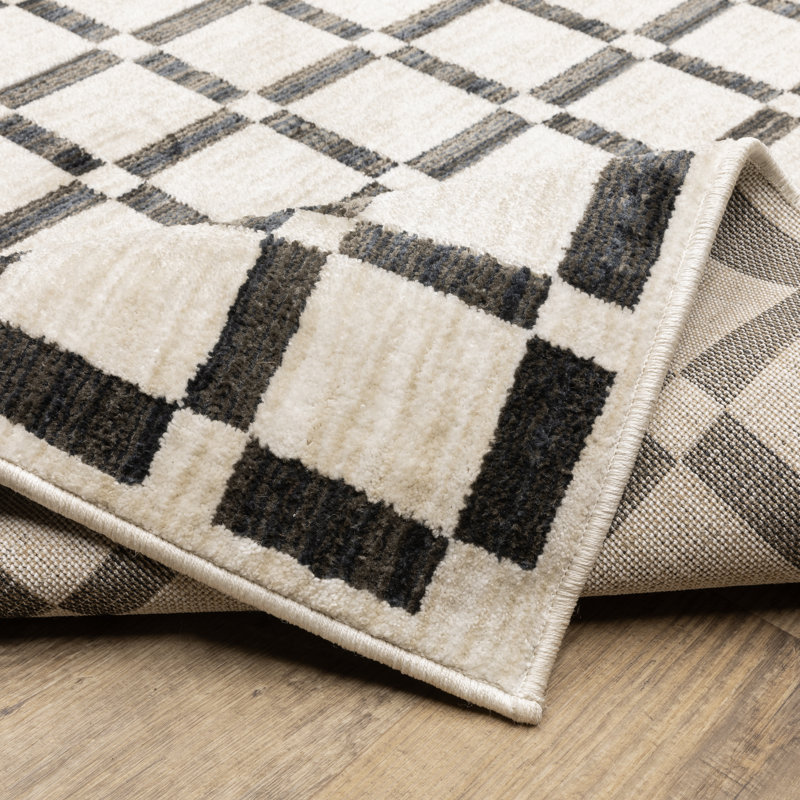 Tapis beige / noir Harlow, Rectangle 9 pi 10 po x 12 pi 10 po