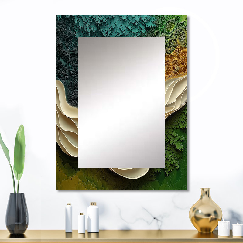 Biomorphism Earth Ephemeral Pathway IV - miroir décoratif abstrait lyrique, miroir mural moderne, impression d'art en métal