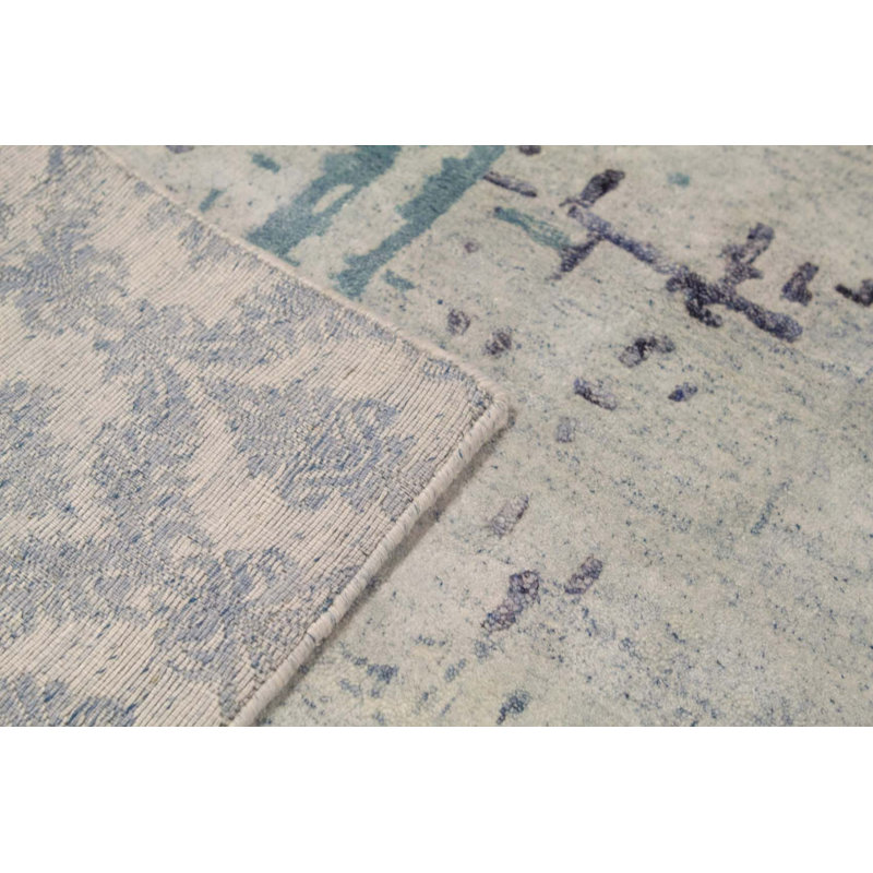 Tapis ivoire et turquoise noué à la main de haute qualité