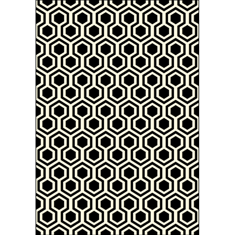 Tapis géométrique noir Trend, Rectangle 5 pi 3 po x 7 pi 7 po