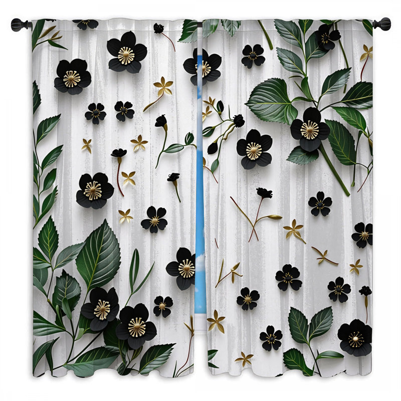 Rideaux de fenêtre à motif floral obscurcissant et obscurcissant - 2 panneaux, 20 po x 80 po - 2 panneaux, Transparent