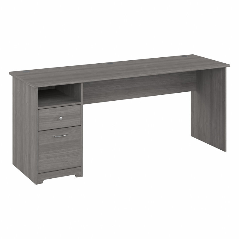 Ozro Singe Pedestal Desk, Ash Gray, 30" H x 72" W x  23" D
