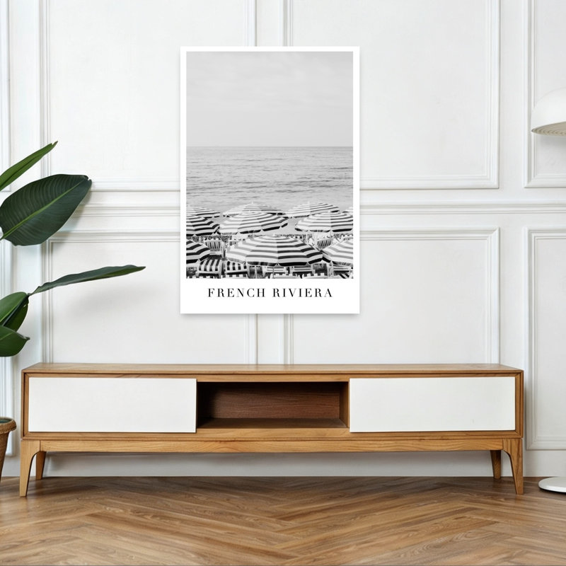 Affiche murale élégante et classique de style bord de mer, inspirée des plages européennes classiques, H 48 po x l 32 po