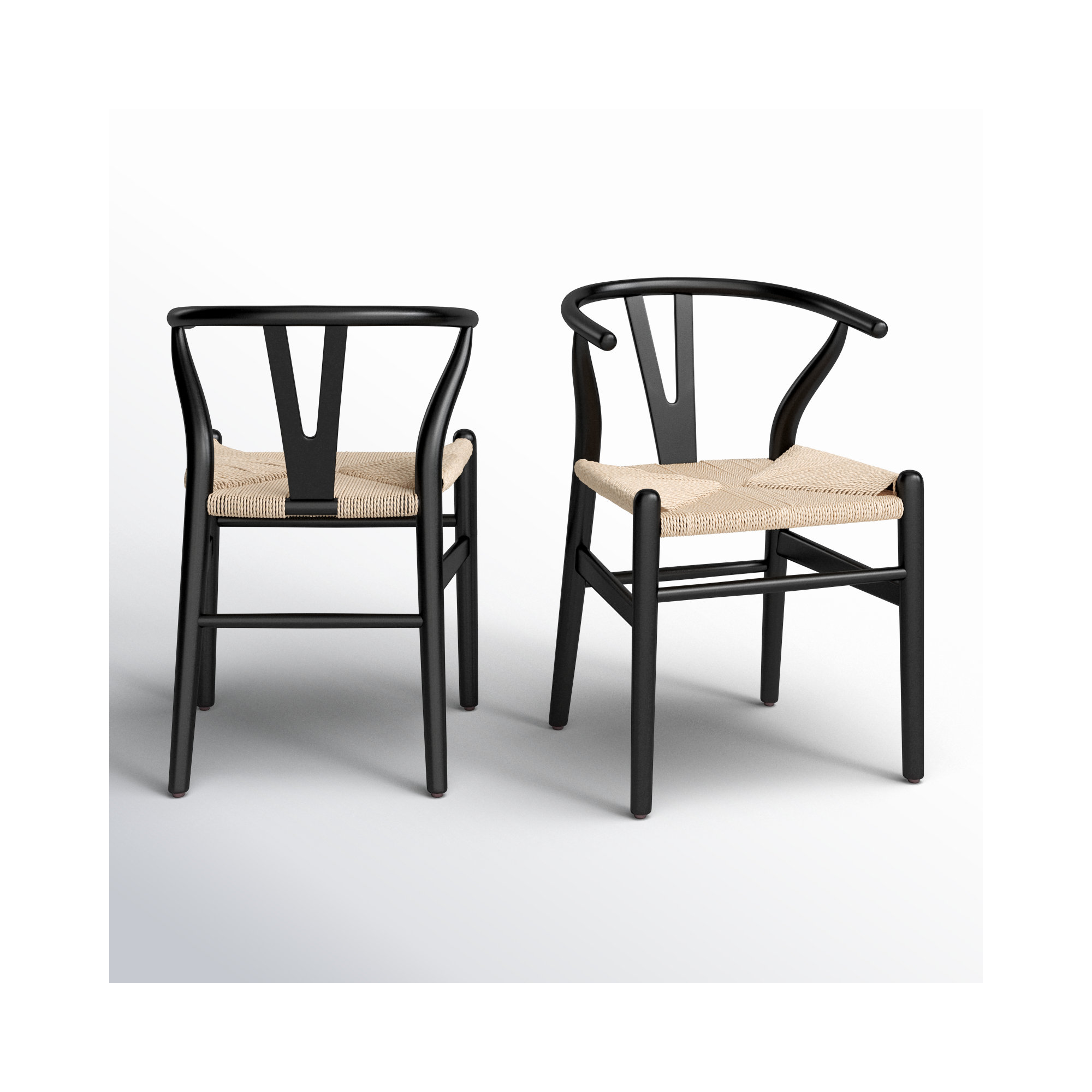 Margo Solid Wood Dining Chair, Black/Beige