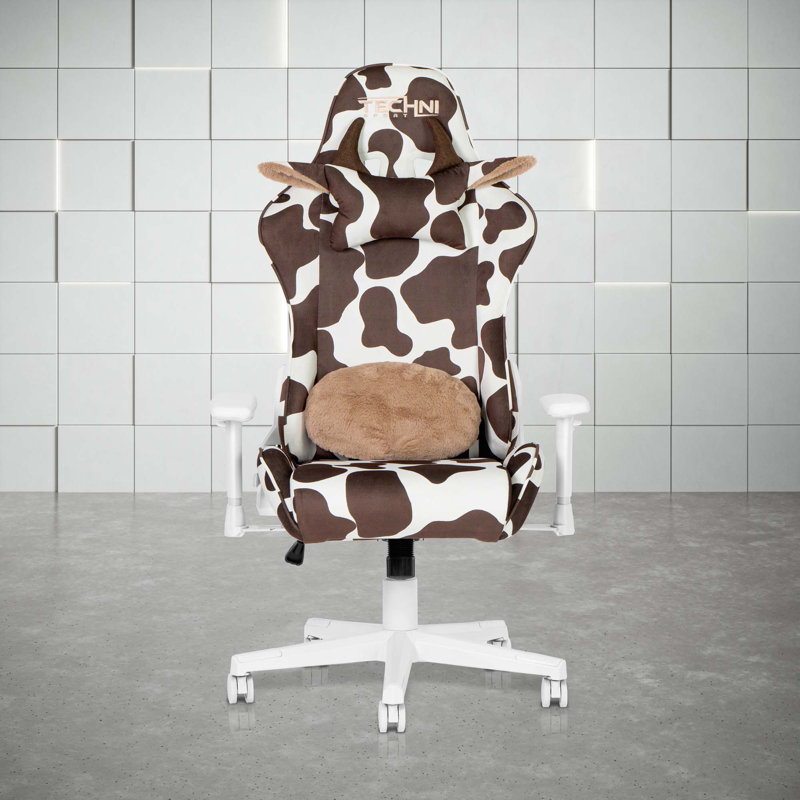 Fauteuil de jeu avec coussin, confortable et élégant pour jouer et travailler, Brun / Blanc