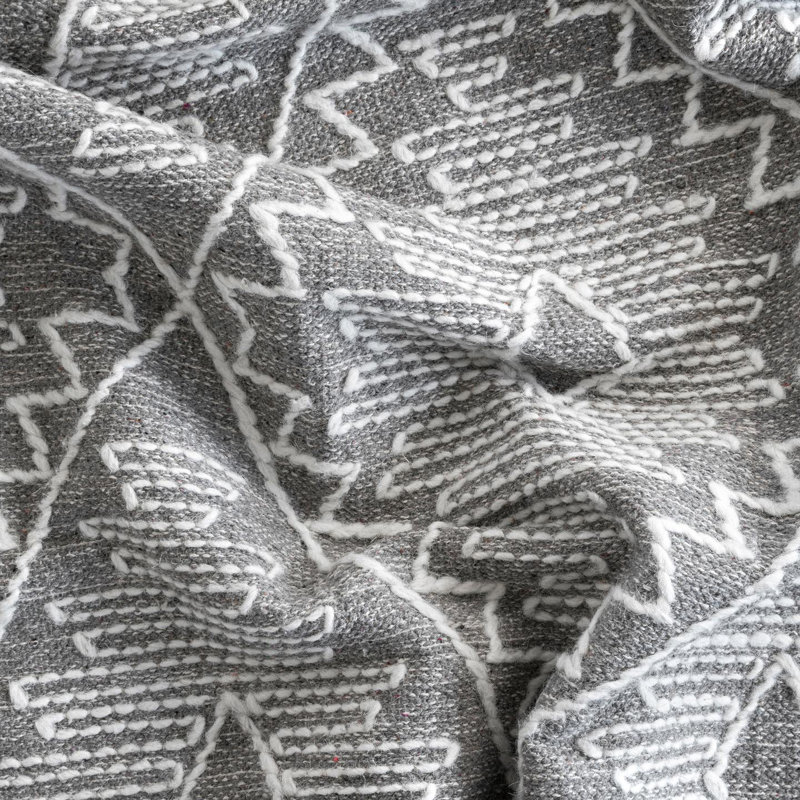 Tapis gris tissé à plat à la main Southwestern, Rectangle 7 pi 6 po x 9 pi 6 po