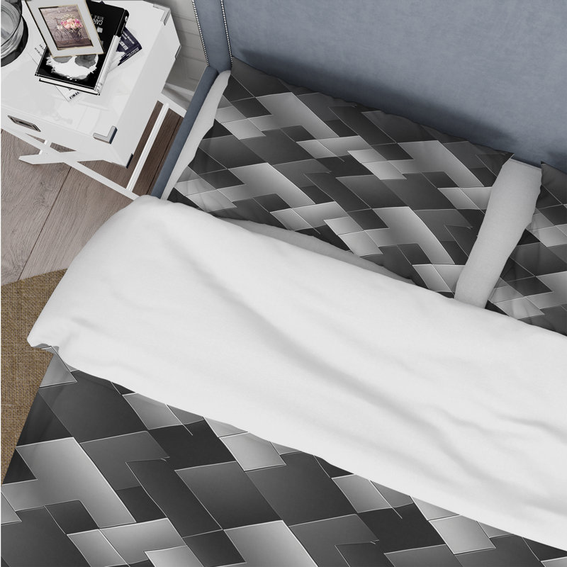Ensemble de housse de couette traditionnel noir Houndstooth Print II - noir
