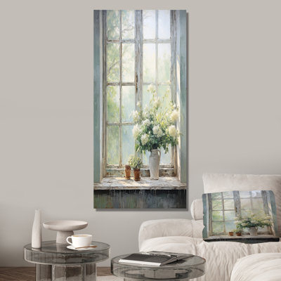 Countryside Calm blooms farm windows I - Farm Windows Wall Art For Living Room