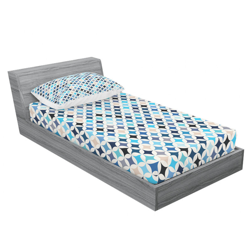 Microfiber Geometric Sheet Set, Twin Sheet Set with Fitted Sheet