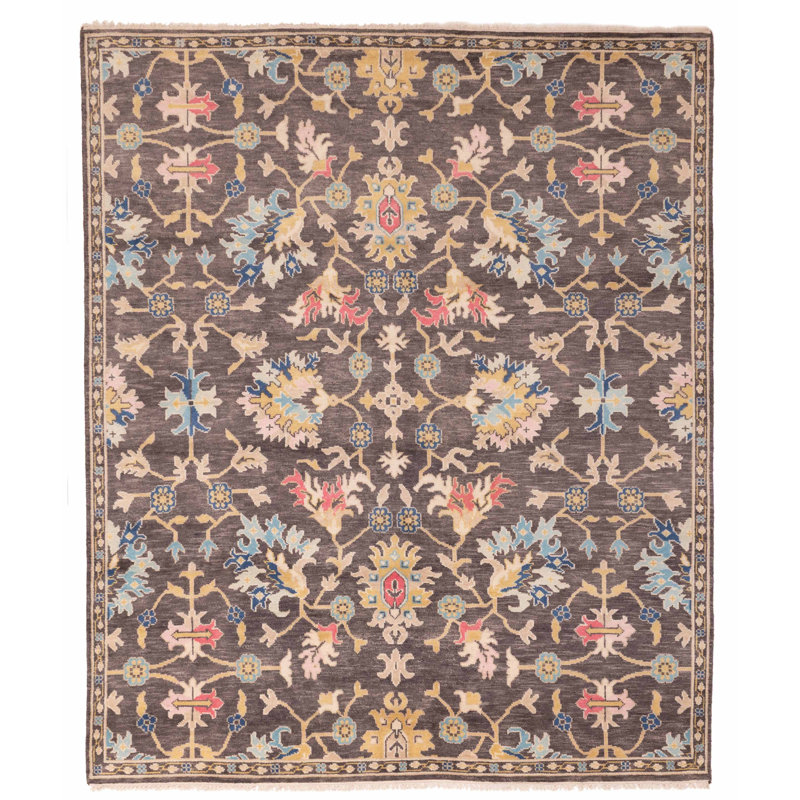 Tapis moderne gris anthracite Oushak 8 pi 2 po x 9 pi 10 po