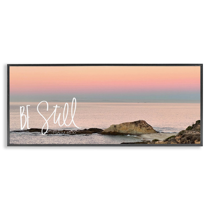 «Be Still Peaceful Beach», estampe numérique par Kathy Mansfield, Giclée encadrée noir minuit, H 10 po x l 24 po
