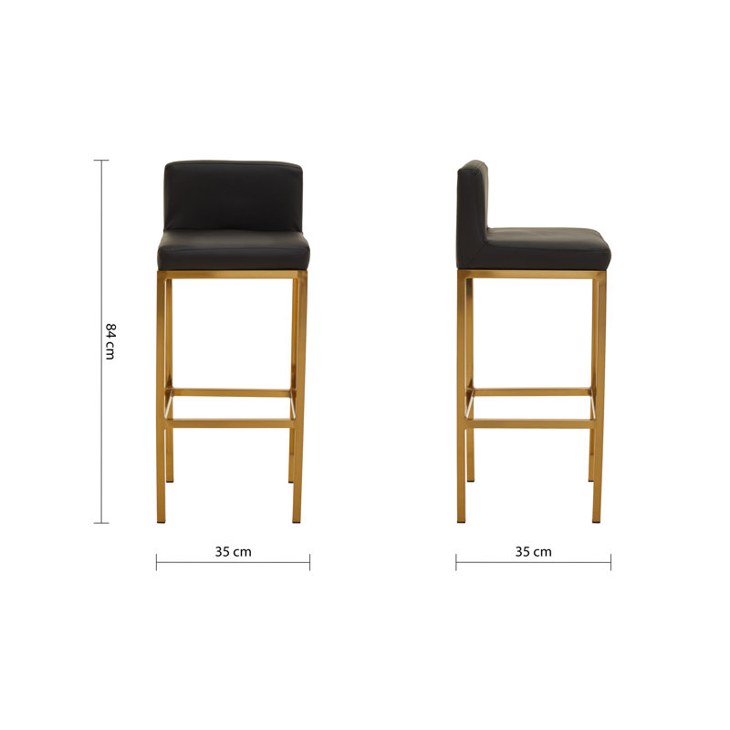 Madeline Upholstered Counter Stool with Metal Frame, Gold, Black