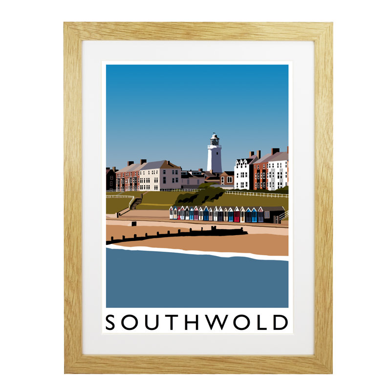 'Southwold 2' by Richard O'Neil - Print, Oak Wood Frame, 43.5 cm H x 33.5 cm W x 2.2 cm D