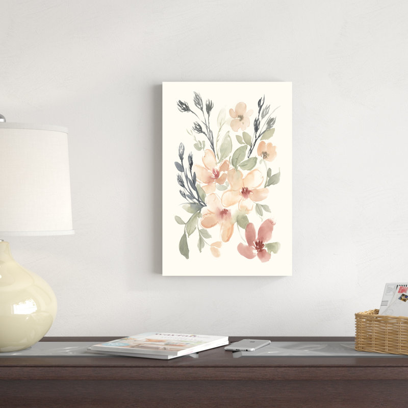 Fleurs rose pêche I, H 18 po x l 12 po
