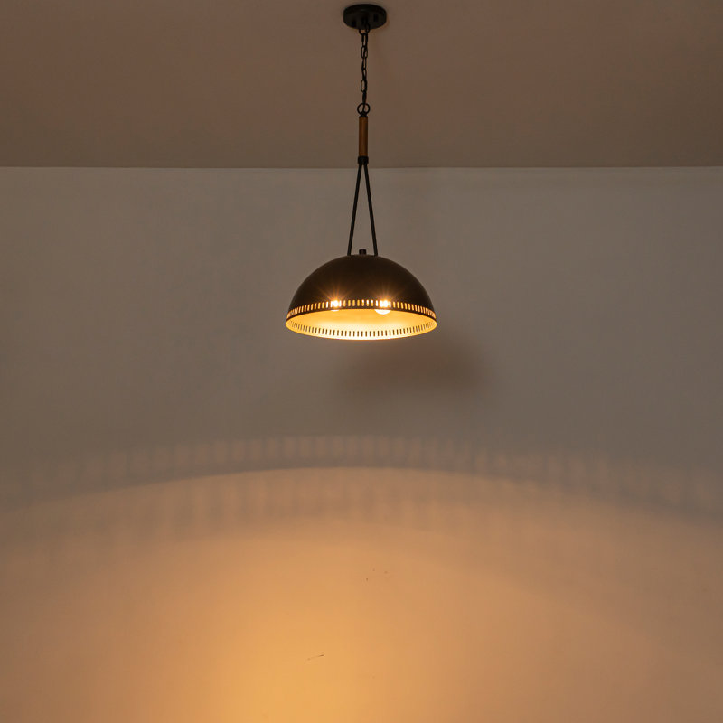 Luminaire suspendu dôme perforé - structure en métal à 3 lumières, réglable de 27 po à 106 po, finition noir mat, Noir mat