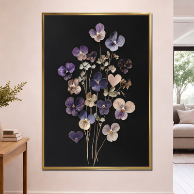 Bouquet de violettes pressées - Tableau encadré botanique sur toile