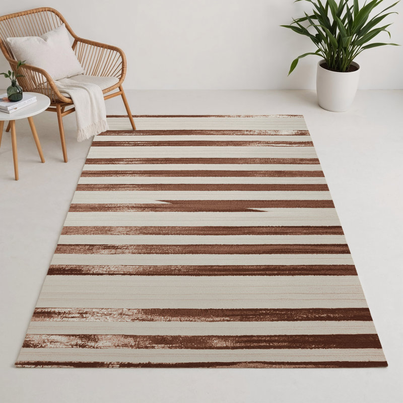 Tapis intérieur / extérieur gris HorizontalStripes, Rectangulaire 3 pi x 5 pi