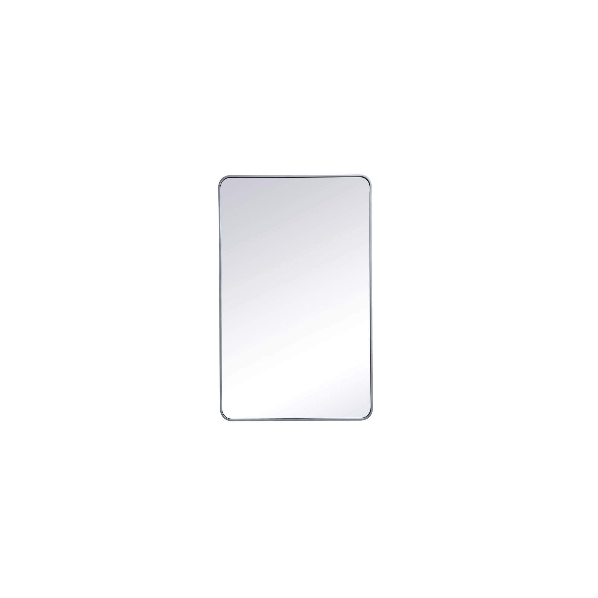 Sabine Metal Rounded Rectangle Wall Mirror, 48" x 30", Silver