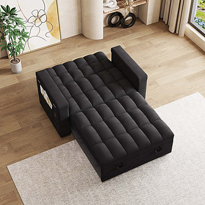 Velvet Sleeper Sofa Bed with adjustable backrest,storage bag and pillow,USB port