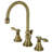 Kingston Brass Tudor Two-Handle 3-Hole Deck Mount Widespread Bathroom Faucet with Brass Pop-Up Drain-58848828