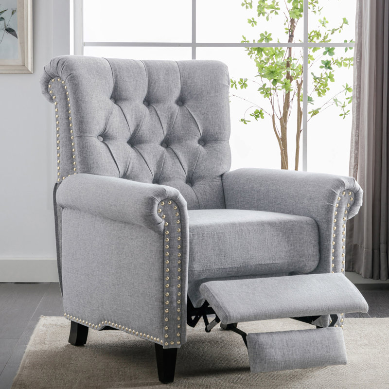 Fauteuil inclinable standard de 25,95 po Maricelda, Mélange de lin gris