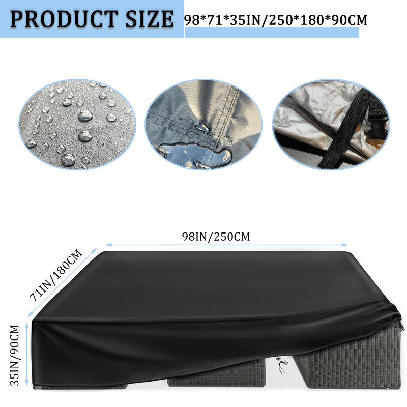 Patio Cover Outdoor Furniture Covers Waterproof Durable Patio Cover For Outdoor Furniture Protection, 35" H x 98" W x 71" D