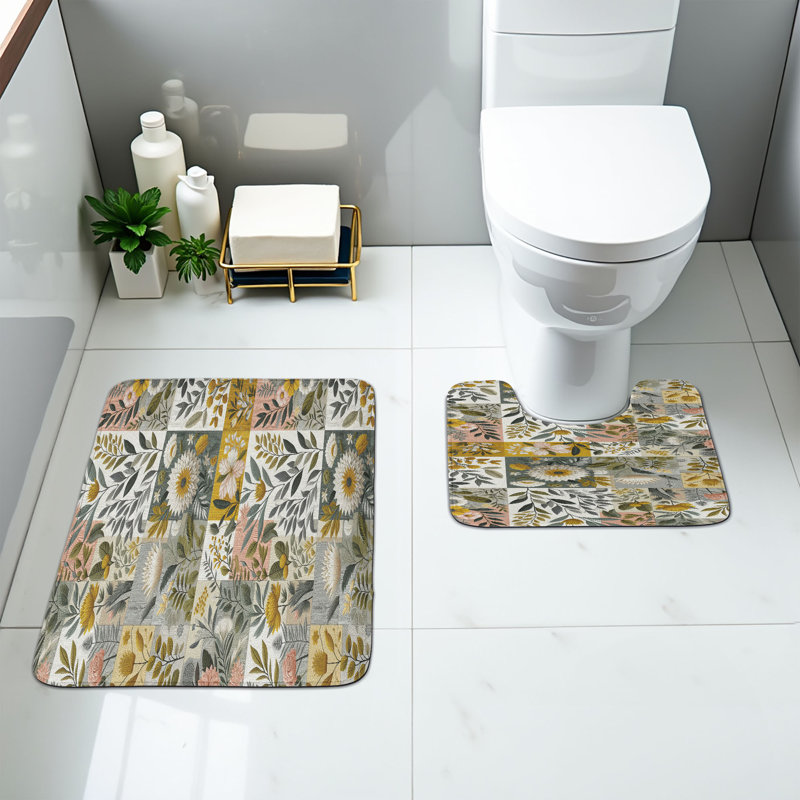  Ensemble de 2 tapis de salle de bain Floral Art