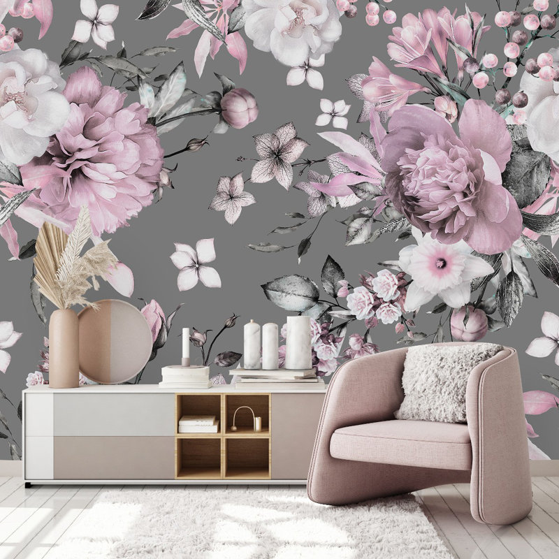 Peel & Stick Floral Wall Mural, 8.33' W x 8.33' L