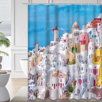 Magnifique rideau de douche avec 12 crochets Greek Architecture Classic