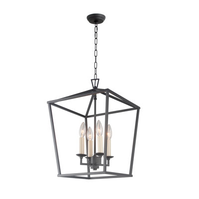 Lustre cage 4 lumières en fer vieilli