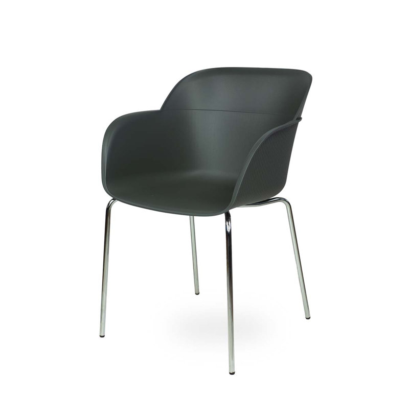 Liara 45cm H Armchair, Chrome, Charcoal