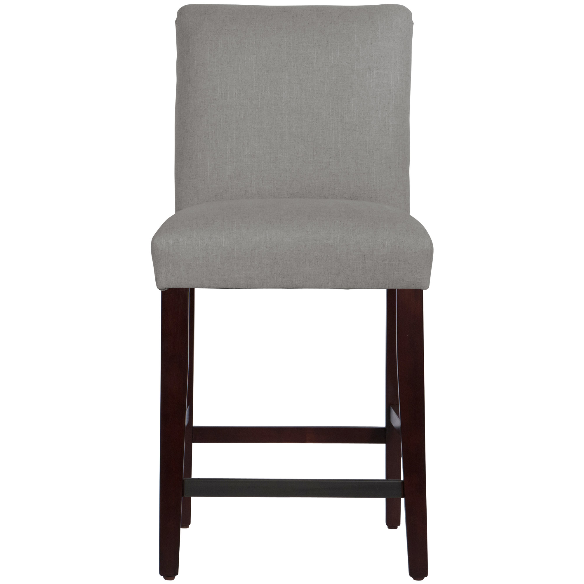 Hadrien Upholstered Stool, Linen Gray Linen, Espresso, Counter Stool (26" Seat Height)