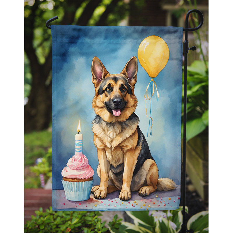 Drapeau de jardin «Happy Birthday», Berger allemand