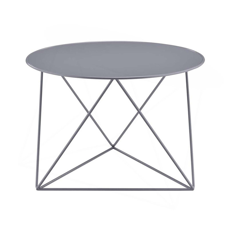 Table de bout ronde en métal pour le salon, Gris